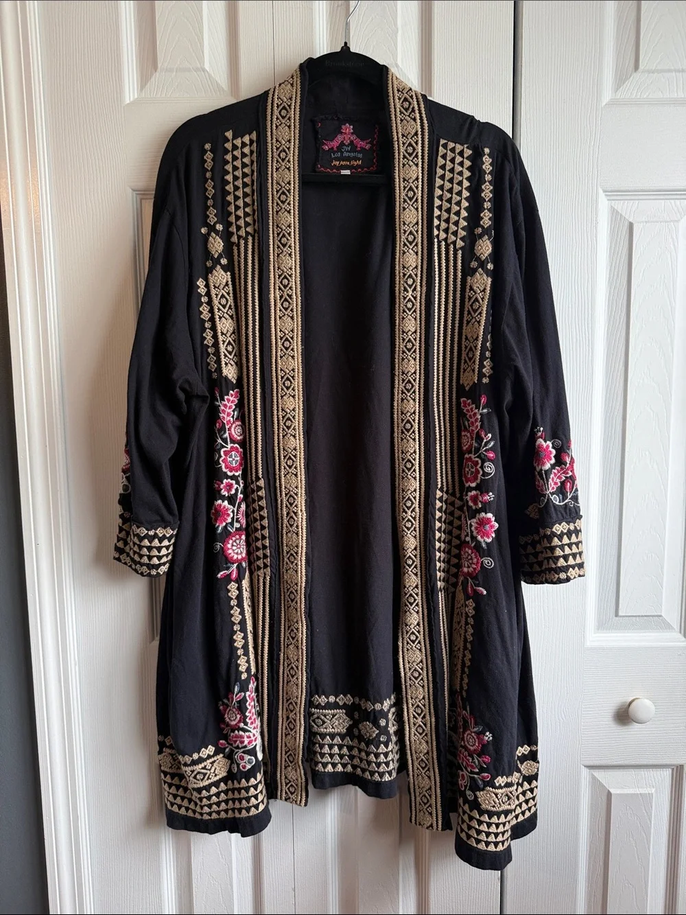 Johnny Was Black Embroidered Open Cardigan - Picture 1 of 7